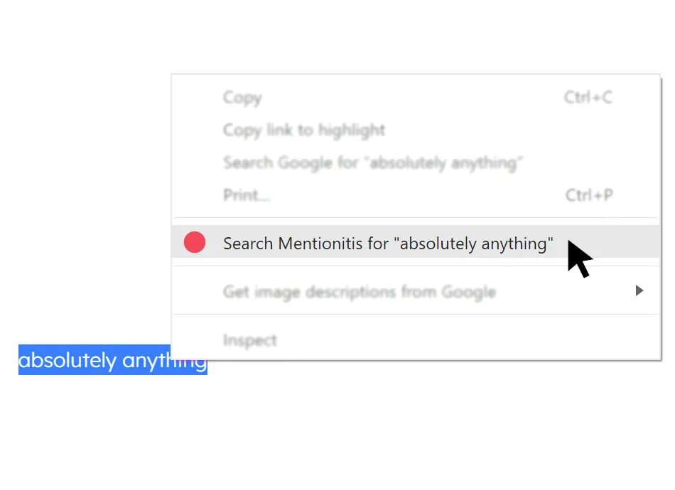 Mentionitis highlight to search text on webpage
